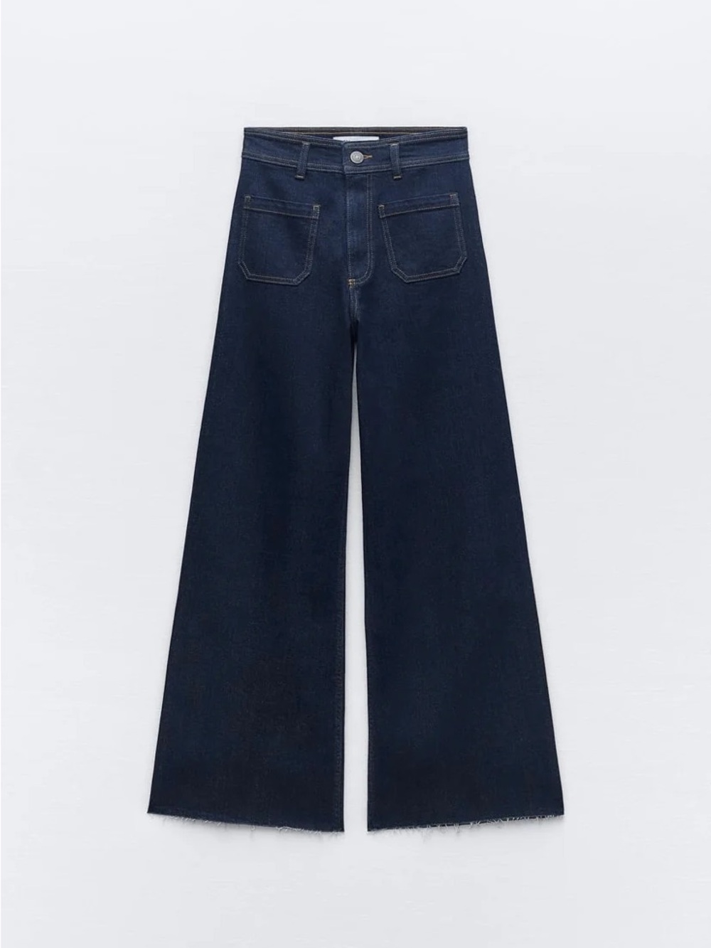 Zara Dark Indigo Wide-Leg High-Rise Jeans